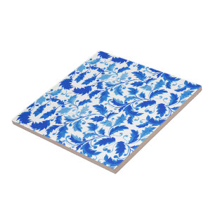 Azulejos portugueses Flores azuis e folhas