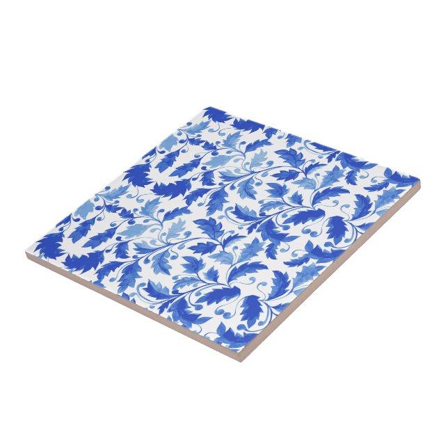 Azulejos portugueses Flores azuis e folhas (Lateral)