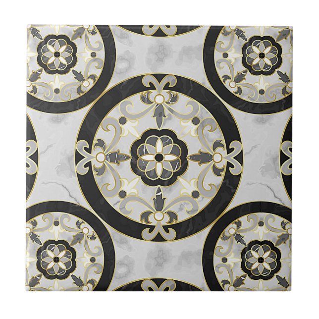 Azulejos pretos e dourados acessíveis para parede (Frente)