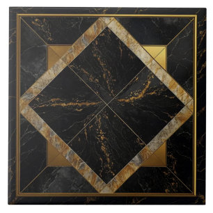 Azulejos pretos e dourados elegantes com padrão re