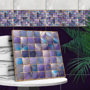 Azulejos quadrados Fluorite de mosaico e ouro