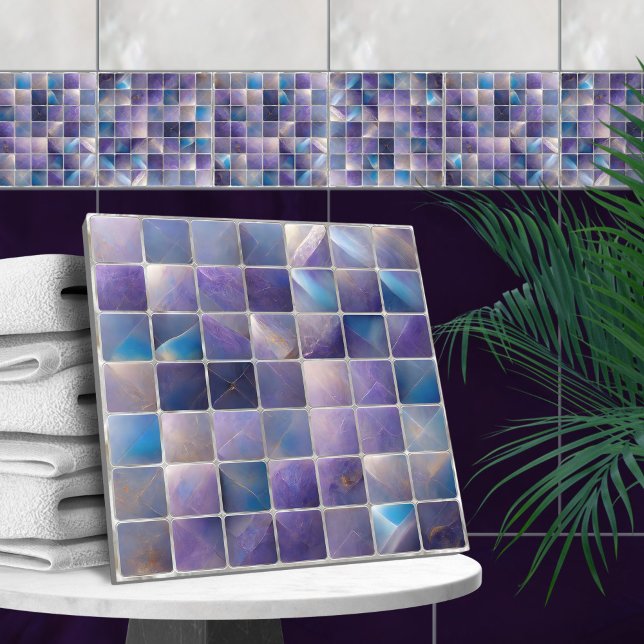 Azulejos quadrados Fluorite de mosaico e pérolas (Criador carregado)