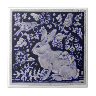 Azulejos - Raposa da Vida Selvagem Azul e Branco V