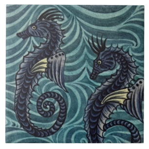 Azulejos Repro Vintage Blue Seacavalo De Morgan