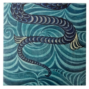 Azulejos Repro Vintage Blue Seacavalo De Morgan