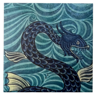 Azulejos Repro Vintage Blue Seacavalo De Morgan