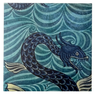 Azulejos Repro Vintage Blue Seacavalo De Morgan