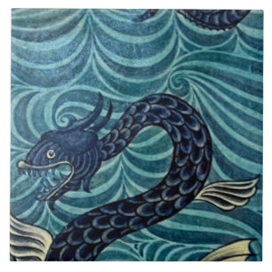Azulejos Repro Vintage Blue Seacavalo De Morgan