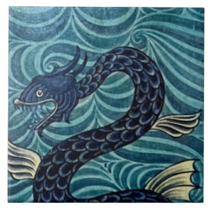 Azulejos Repro Vintage Blue Seacavalo De Morgan