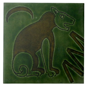 Azulejos Repro Vintage Green Lion Bird De Morgan