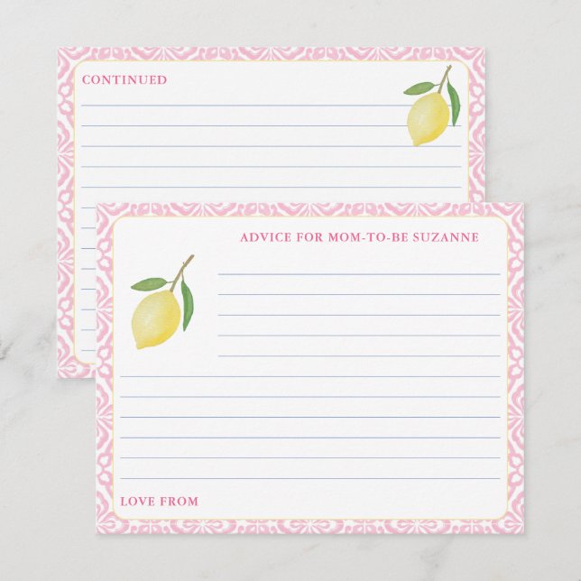 Azulejos Rosa Bonito Cartão de Conselho para Chás  (Frente/Verso)