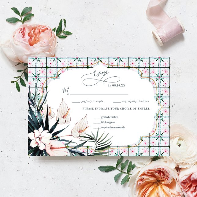 Azulejos | RSVP de Casamento Tropical de Marrocos (Criador carregado)