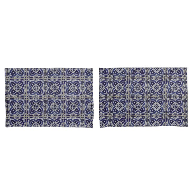Azulejos Russos Italianos Azulejo Azul Branco Geom (Frente - conjunto)