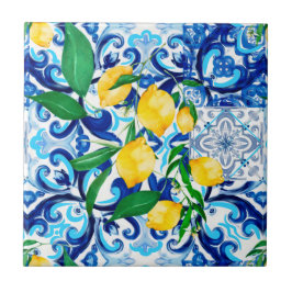 Azulejos sicilianos, limão, mosaico, majolica,