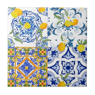 Azulejos sicilianos, majolica, limão,