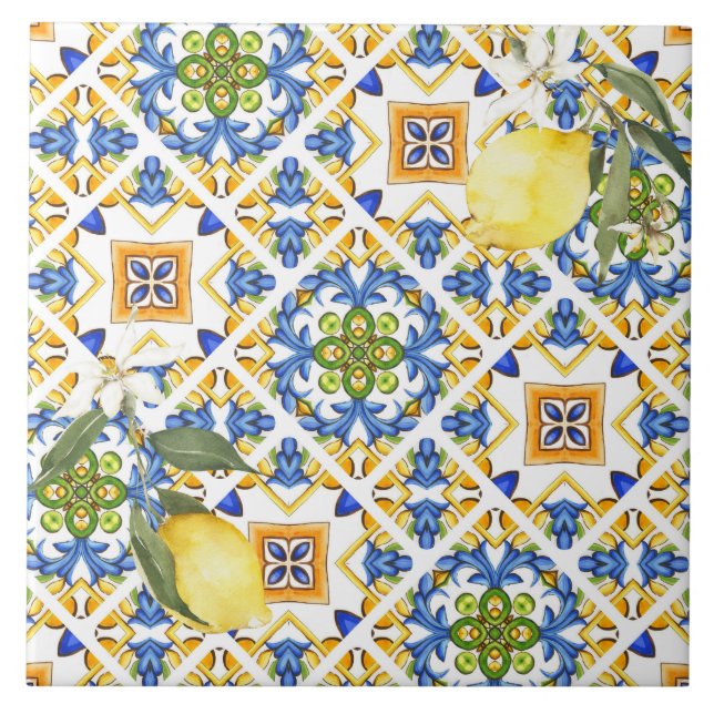 Azulejos sicilianos, majolica, limão, (Frente)