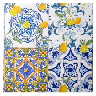 Azulejos sicilianos, majolica, limão, azulejo