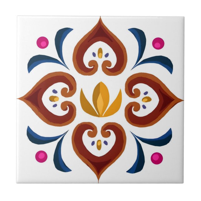 azulejos suecos flor simples do coração (Frente)