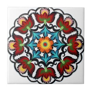 azulejos suecos flor vermelha de estilo antigo