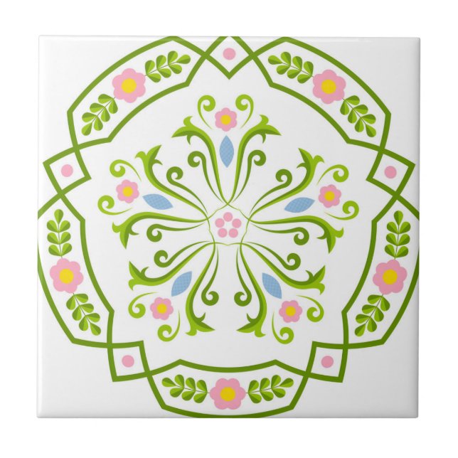 azulejos suecos flores verdes frescas (Frente)