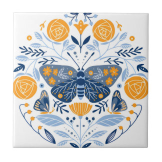 azulejos suecos padrão floral moderno