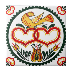 azulejos suecos pássaro vermelho