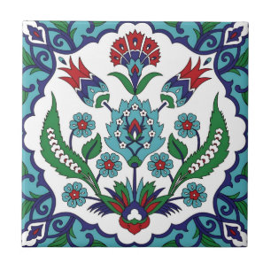 azulejos suecos vintage flor vermelha azul