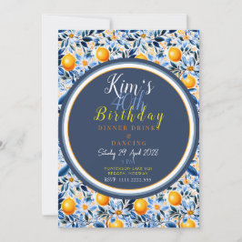 Azulejos Temáticos de Citrus Chic com Convite Azul