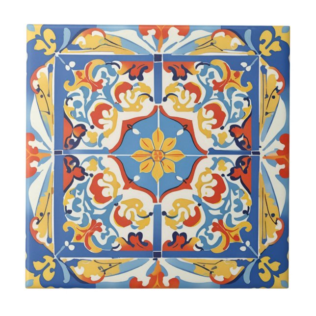 Azulejos vermelhos, azuis e amarelas (Frente)