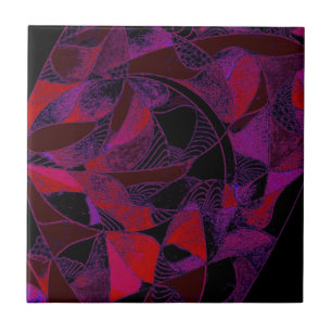 Azulejos vermelhos e roxos do vitral do vintage