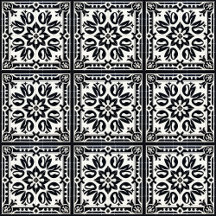 Azulejos Vintage, Preto e Branco, Padrão de Azulej