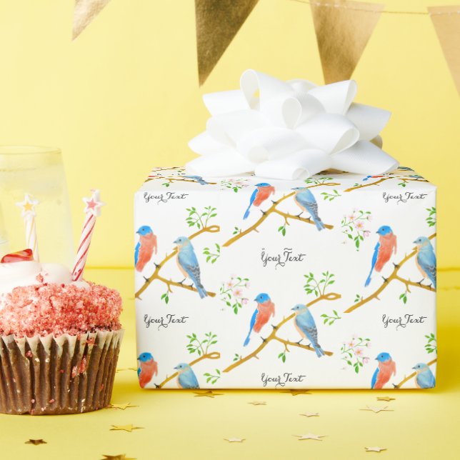 Azulões Papel de embrulho branco (Festa de aniversário)