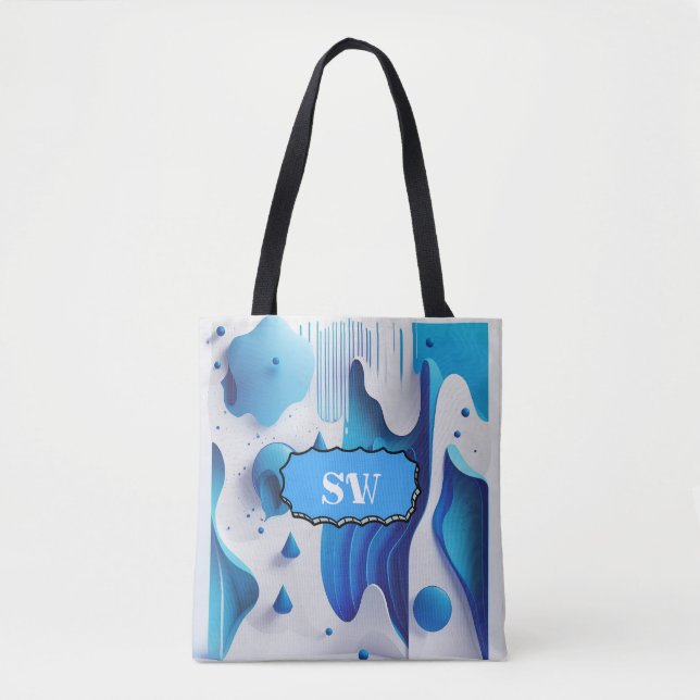Azure Flow Monogrammed Carry-All Tote (Frente)