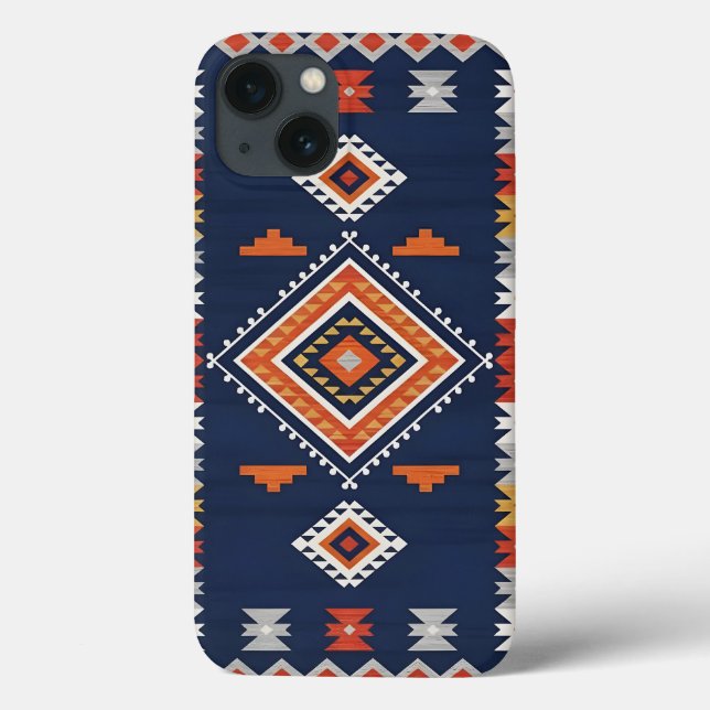 Azure Navy and Terracotta Geometric Tribal (Verso)