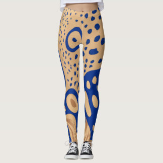 Azure Safari: Leggings com Azul e Areia Animal