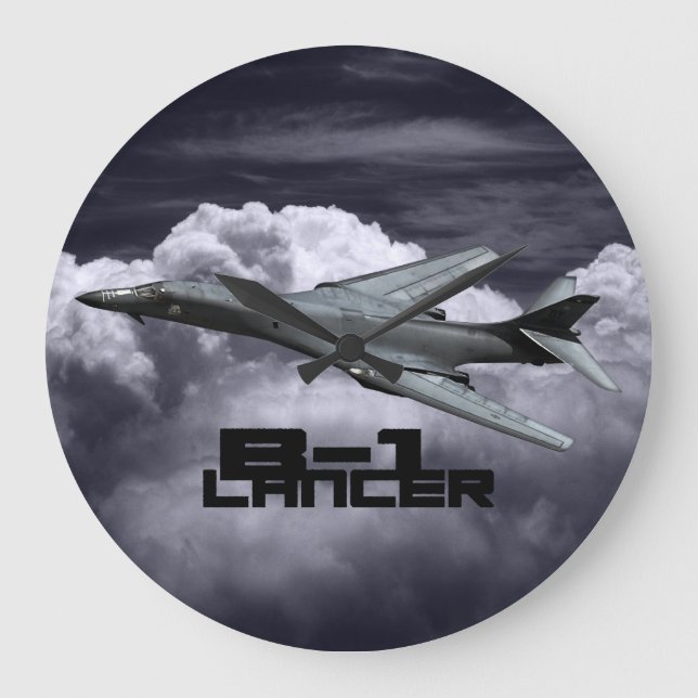 B-1 Lancer redondo (Grande) Relógio de Parede (Frente)