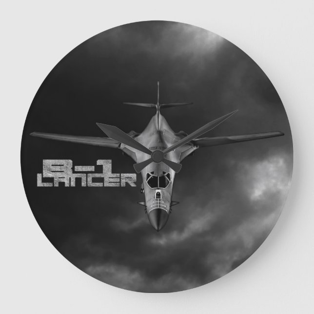 B-1 Lancer redondo (Grande) Relógio de Parede (Frente)