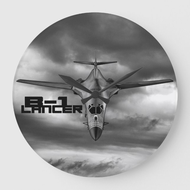 B-1 Lancer redondo (Grande) Relógio de Parede (Frente)
