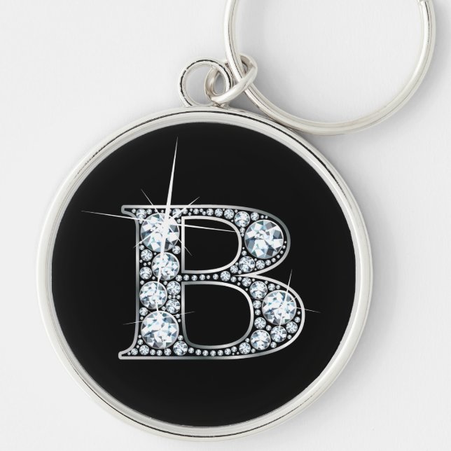 "B" Diamond Bling Chaveiro (Frente)