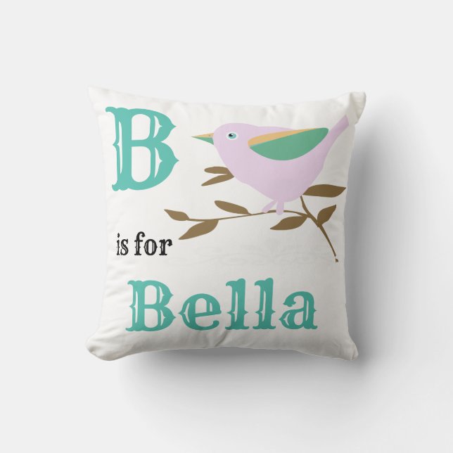 B é para Bella menina  Almofada de Arremesso (Frente)