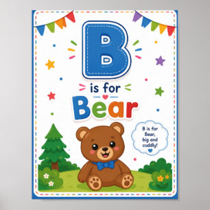 B é para Urso Poster de Sala de Aula do Alfabeto p