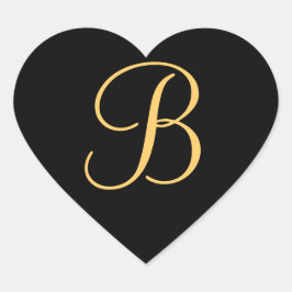 B inicial de cor Dourada no autocolante preto do m