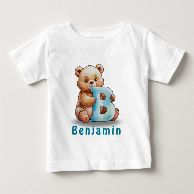 B is for Bear – Custom Baby T-Shirt with Name (Frente)
