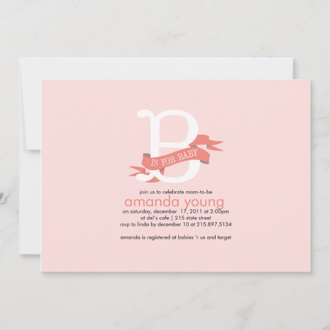 B se para o bebê - convite do chá de fraldas (Frente)
