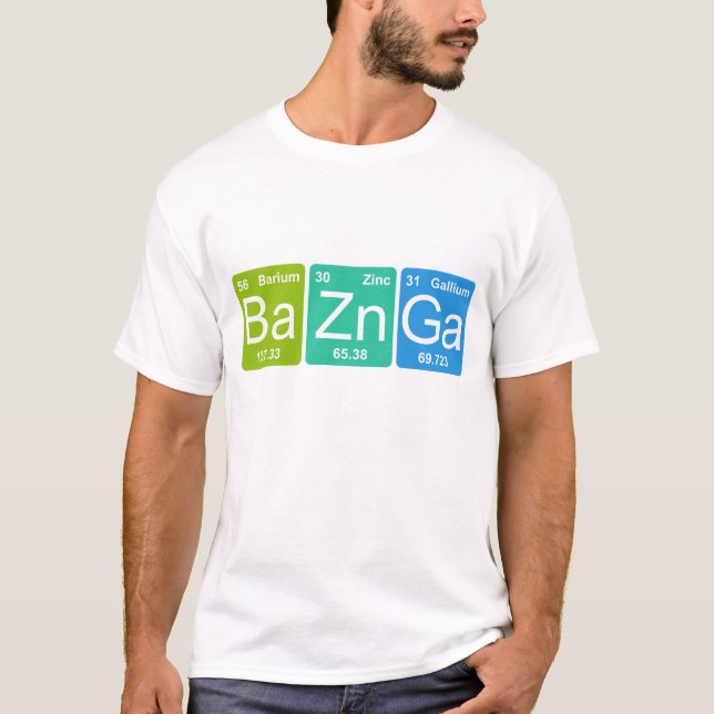 Ba Zn Ga! T-shirt periódica dos elementos de Mesa (Frente)