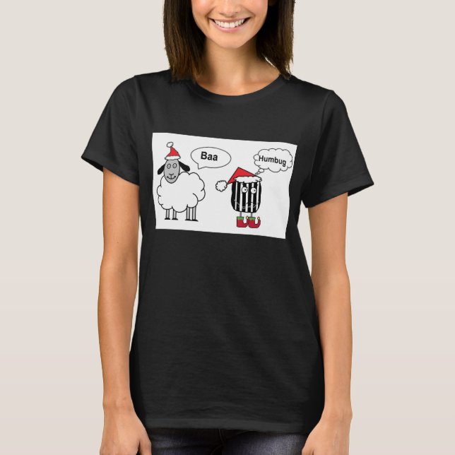 Baa Humbug Funny Festivo T-Shirt (Frente)
