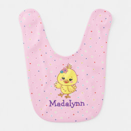 Babador Bebê Frango Kawaii Fofo Personalizado Rosa