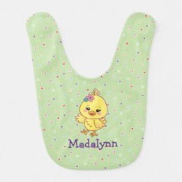 Babador Bebê Frango Kawaii Fofo Personalizado Verde