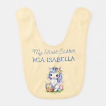 Bib de Bebê Personalizável do Unicorn de 1ª Páscoa