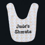 Babador Chanukah Baby Bib "Shmutz"<br><div class="desc">Presente de Hanukkah. babador. "Shmutz" é Yiddish por um pouco de sujeira :) Os bebês fazem isso às vezes... sim, eles têm! Personalize com a cor, o tamanho, o estilo e a redação da sua fonte favorita! Estilo: Bebê BibDas suas elegantemente chuvosas bochechas aos seus pequenos dedos saborosos, os bebês...</div>